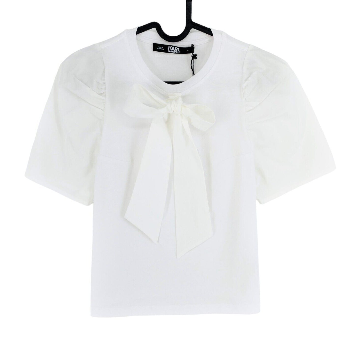 Karl Lagerfeld White Bow Crew Neck T Shirt Size XS