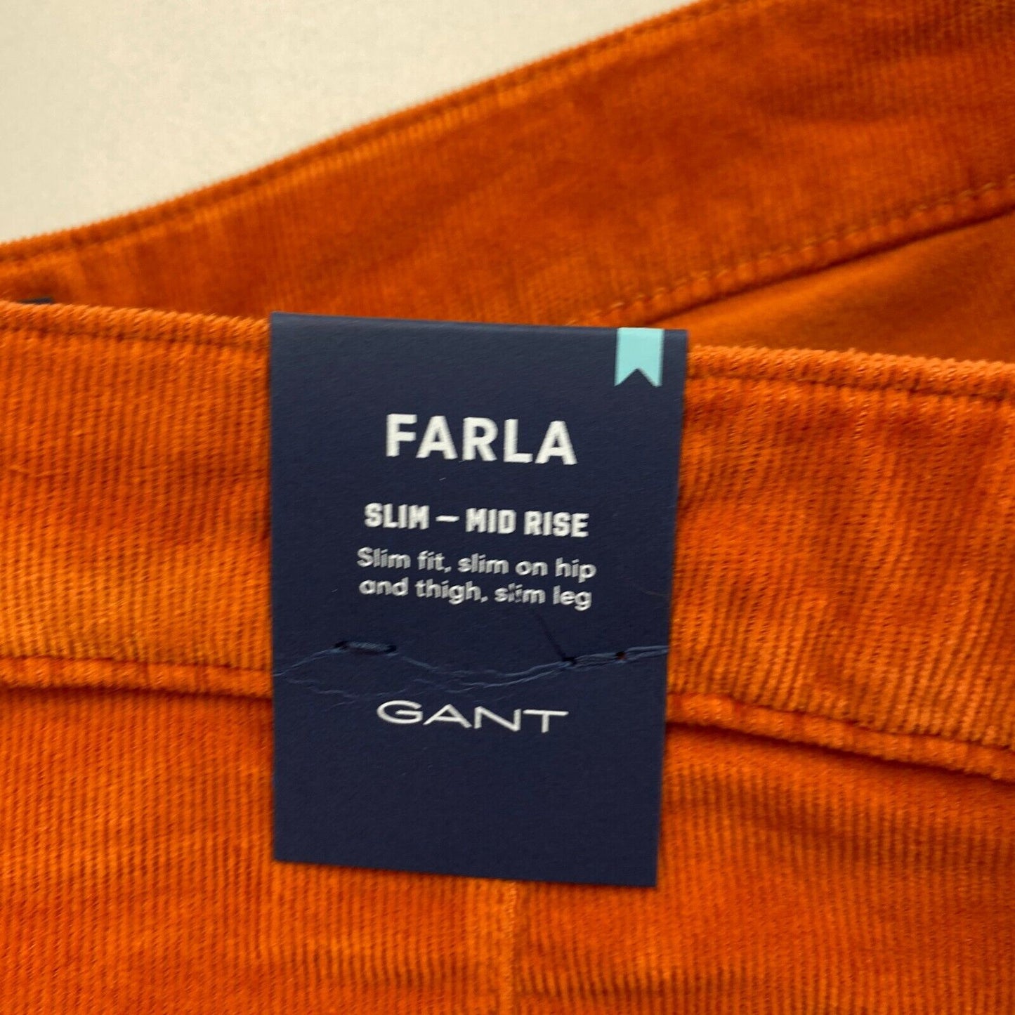 GANT Femmes Orange Foncé FARLA Corduroy Slim Fit Cropped Jeans Taille W29