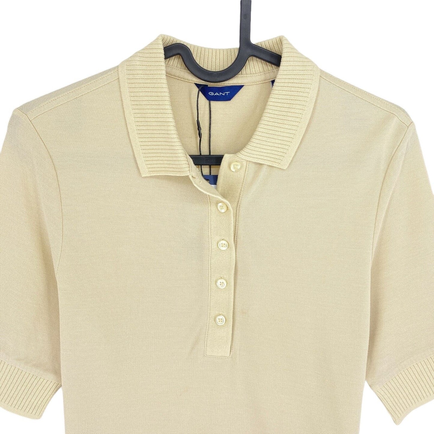 GANT Beige Detail Collar Pique Polo Shirt Size XS