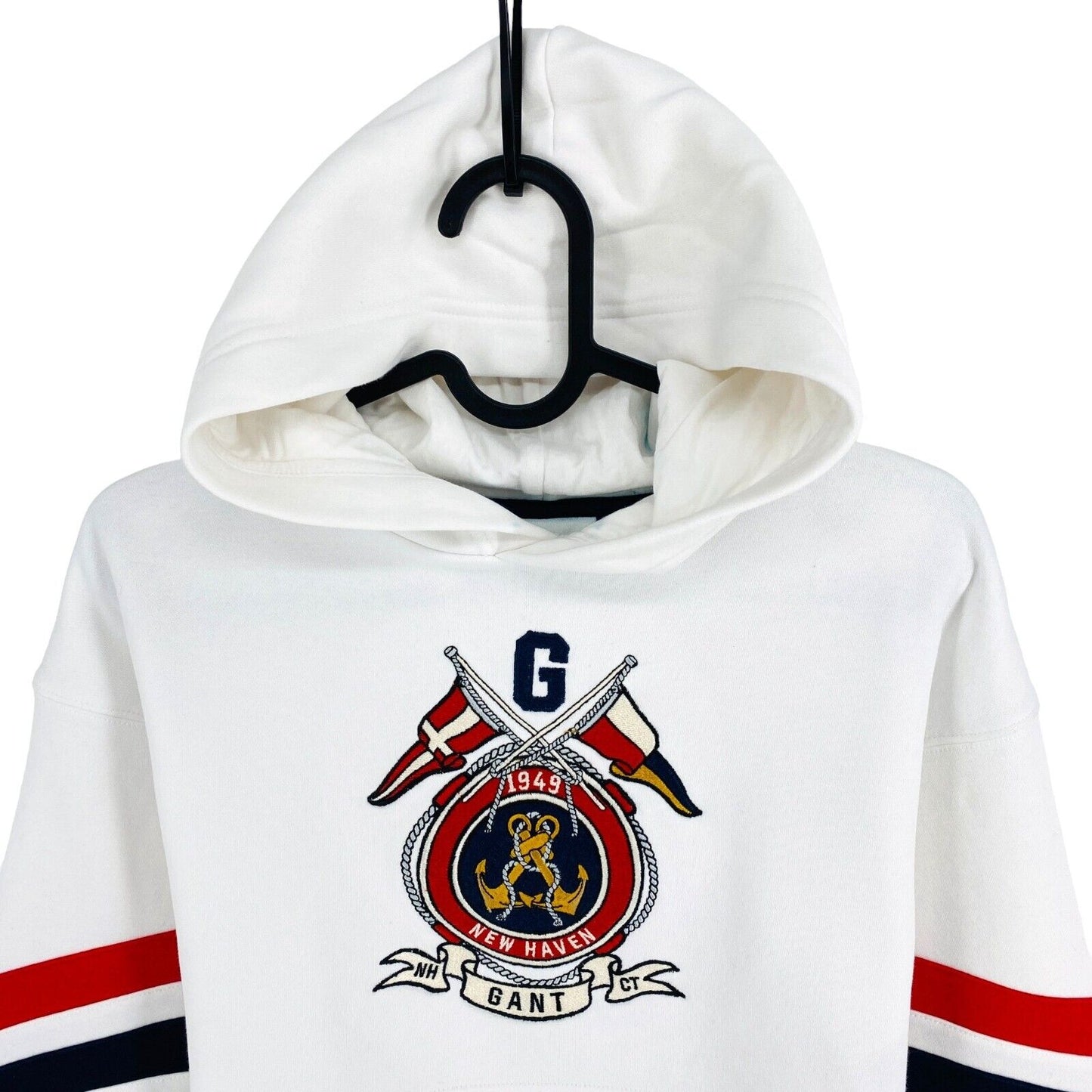 GANT White Sailing Crest Crop Hoodie Sweater Jumper Size 9-10 Years 134/140 cm