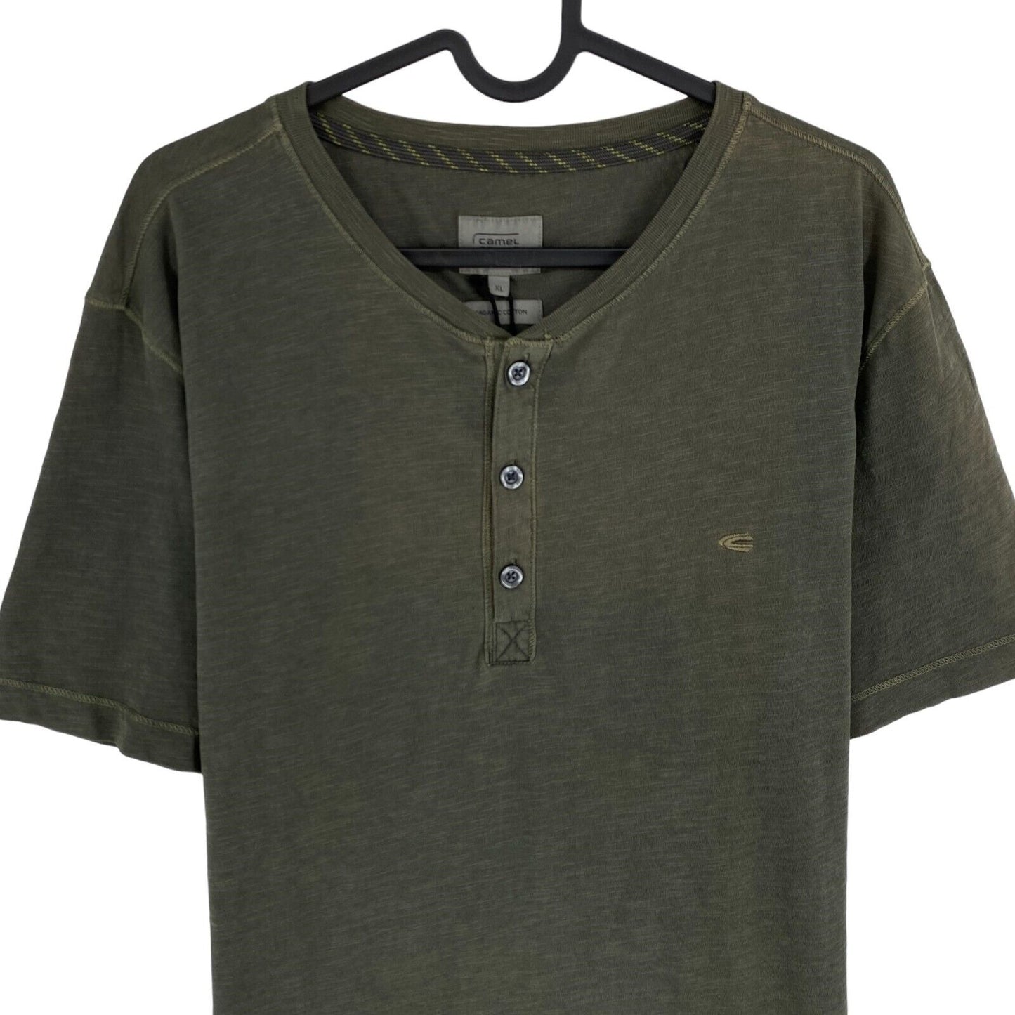 CAMEL ACTIVE Greyish Green Henley Neck T Shirt Size XL