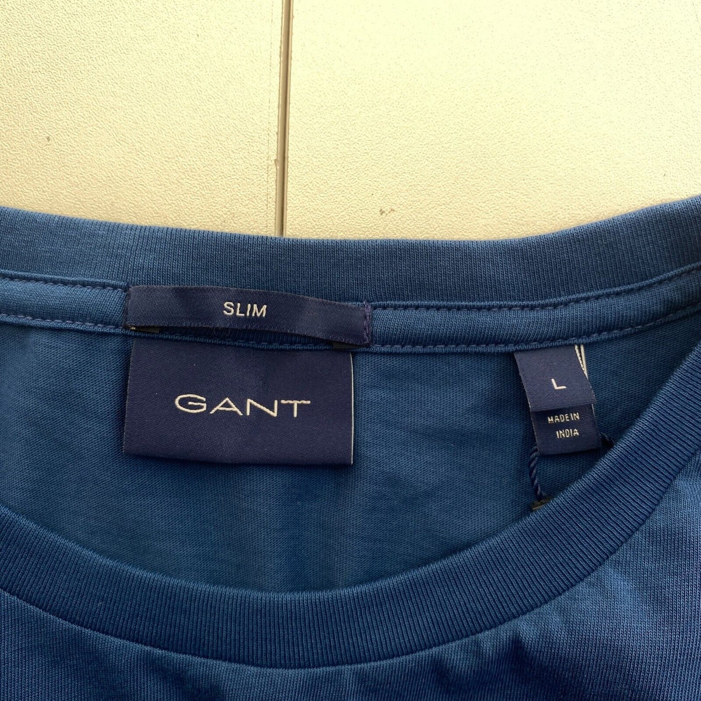 GANT Men Navy Blue Original Slim Fit Crew Neck Short Sleeves T Shirt Size L