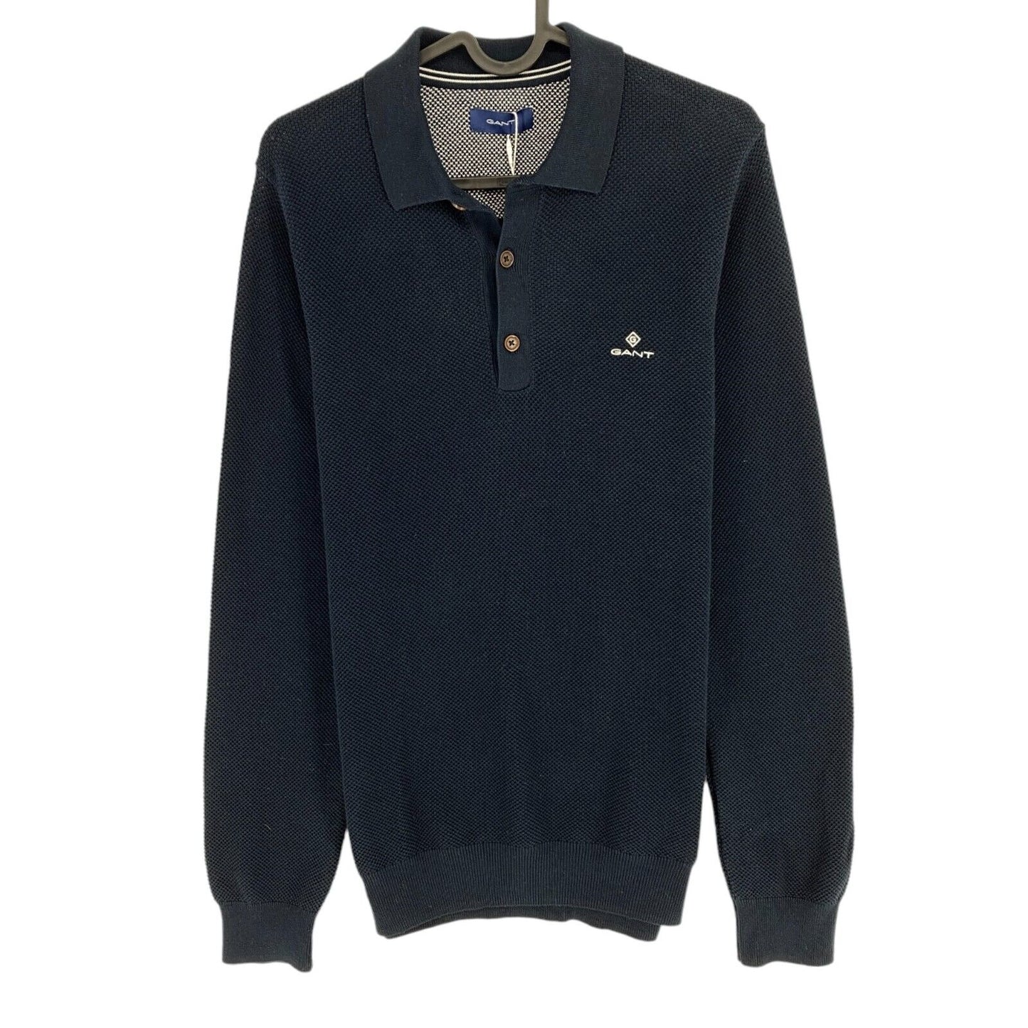 GANT Polo-Pullover aus Baumwollpikee, Marineblau, Größe S