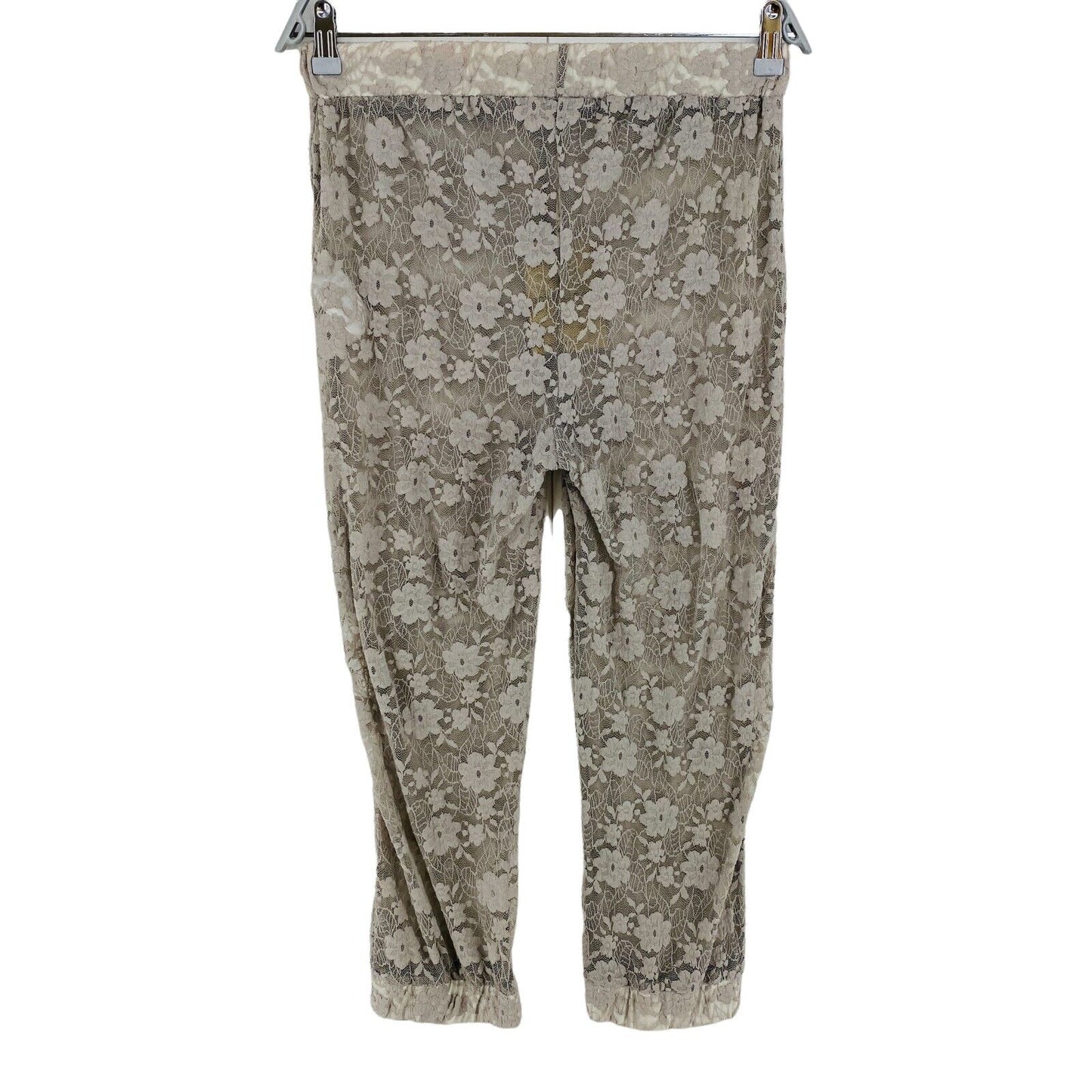 Container Floral Grey Lace Cotton Blend Capri Pants Trousers Size S W26 L22