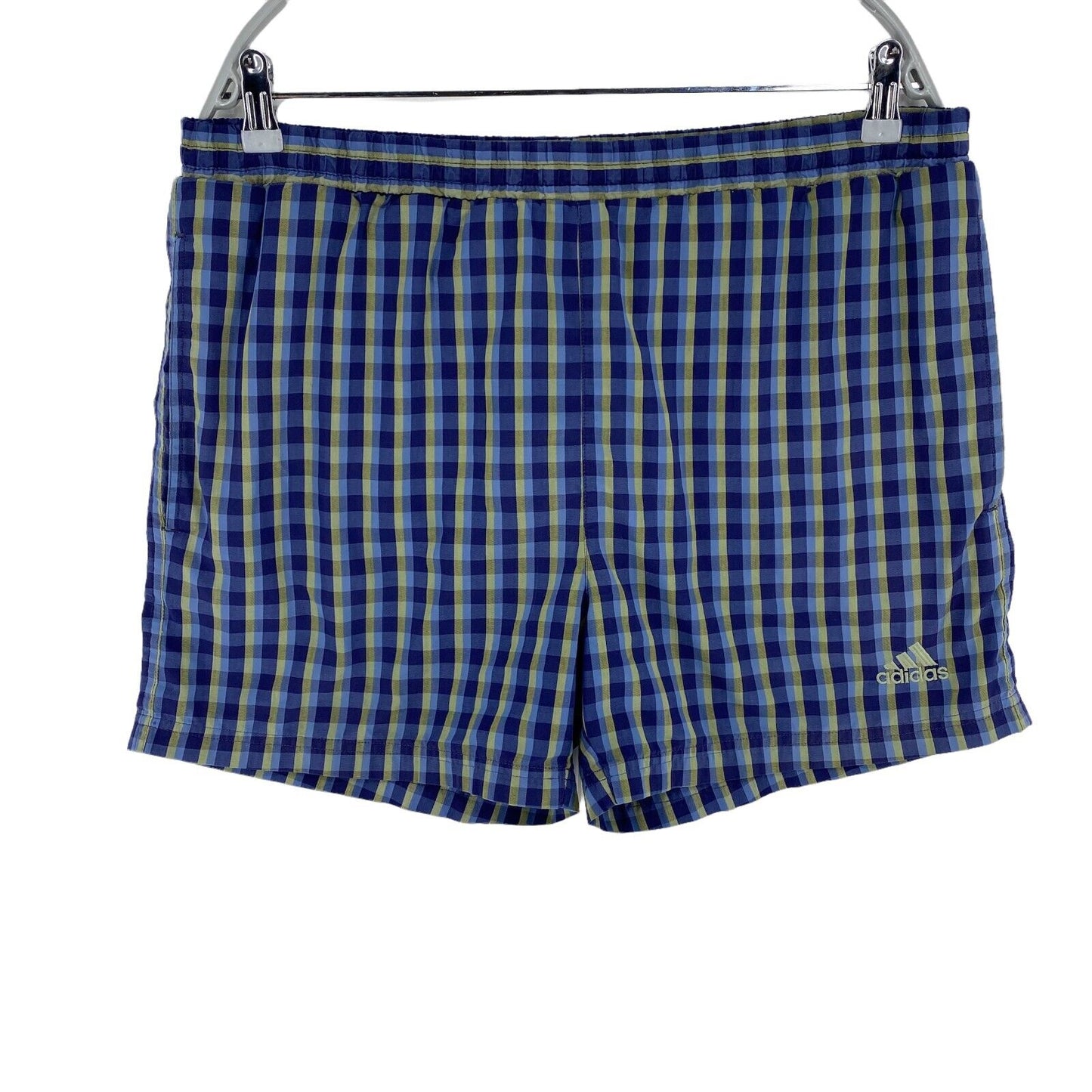 adidas Check Navy Blue Cotton Blend Swimwear Swimming Trunks Shorts Size M