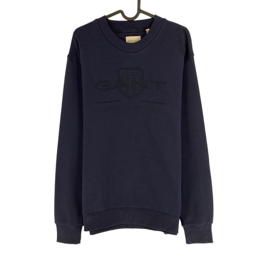 GANT Navy Blue Tonal Archive Shield Crew Neck Sweater Pullover Size L