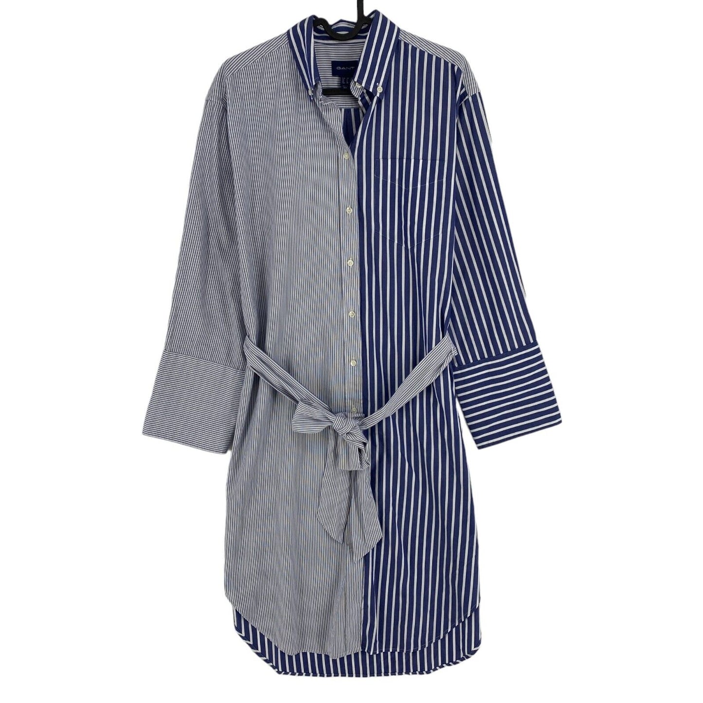 GANT Blue Wide Cuff Mix Stripe Long Sleeve Shirt Dress Size EU 34 UK 6 US 4