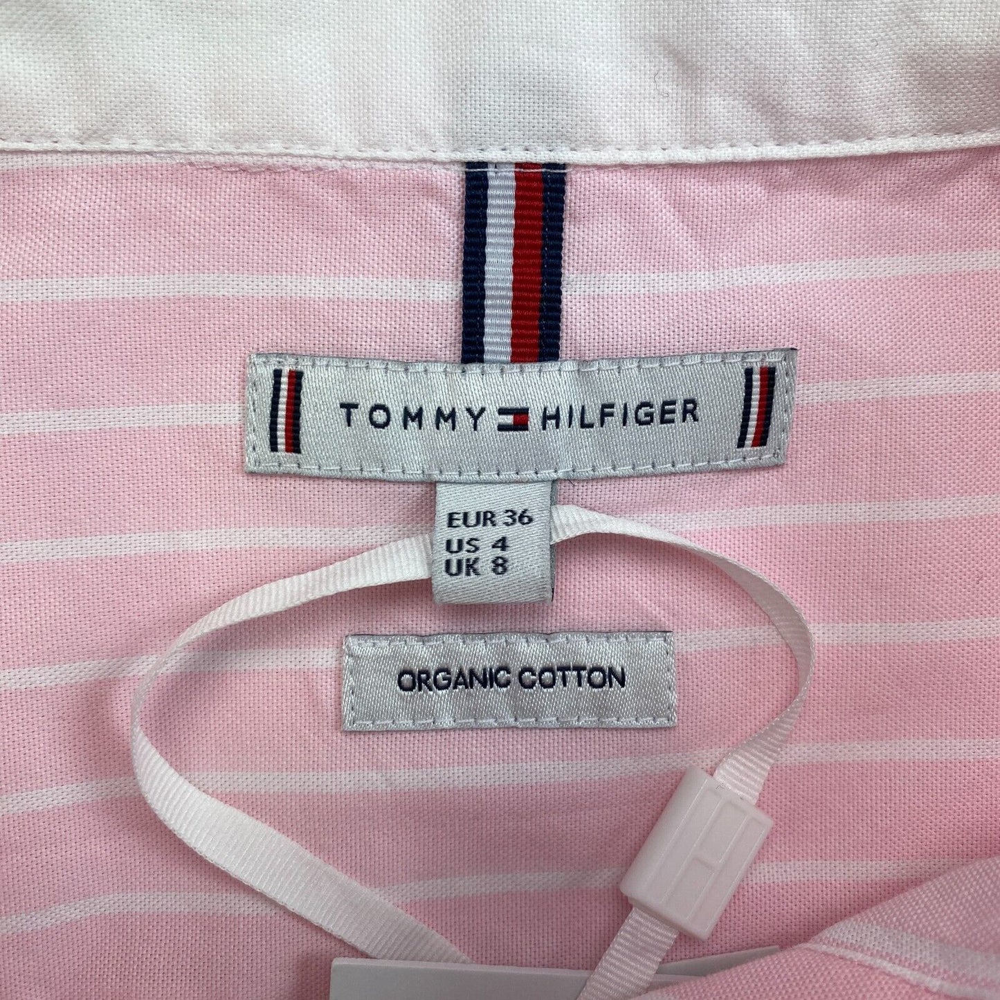 TOMMY HILFIGER Übergroßes Oxford-Hemd mit rosa Streifen, Größe EU 36, UK 8, US 4