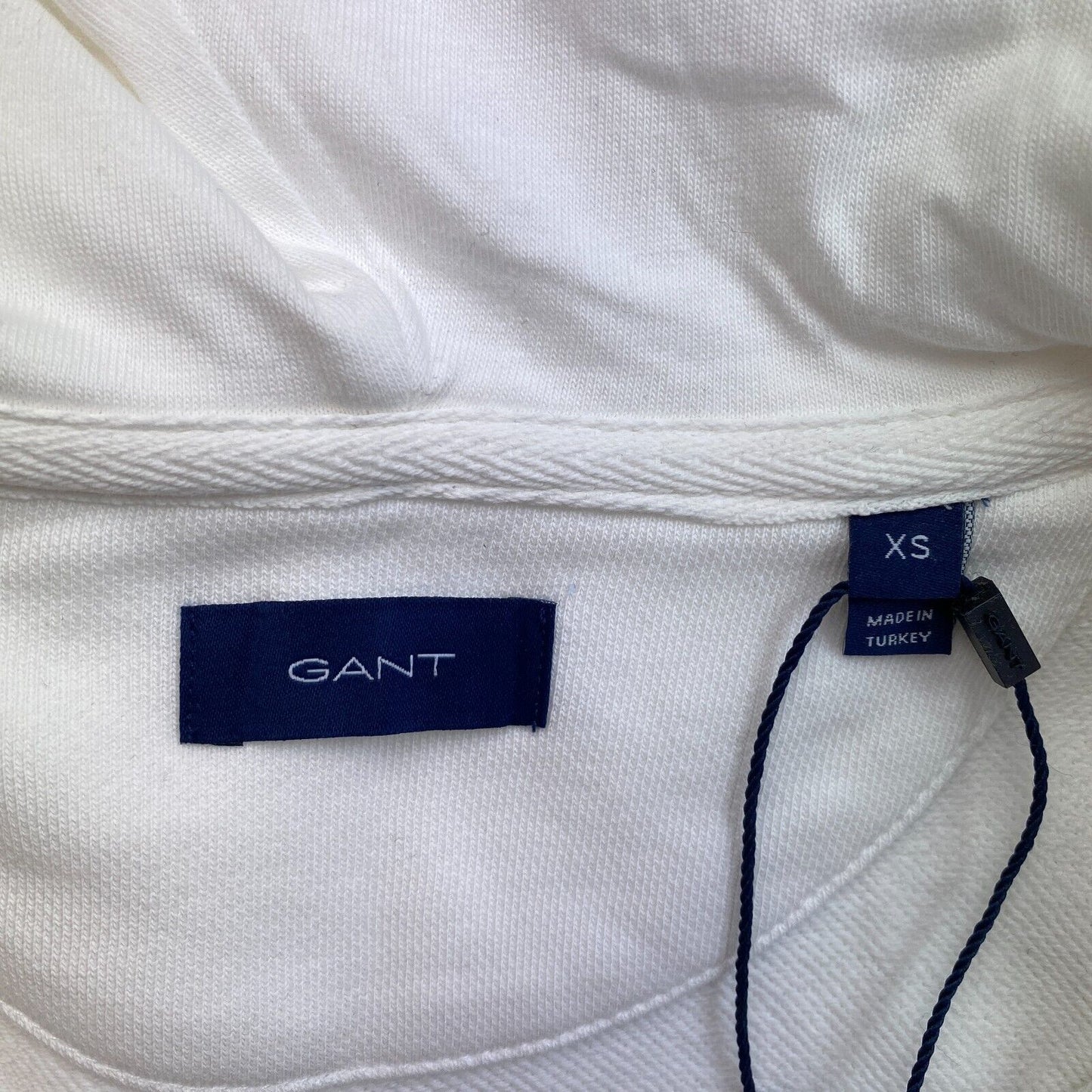 GANT White Arch Logo Full Zip Hoodie Pullover Sweater Size XS