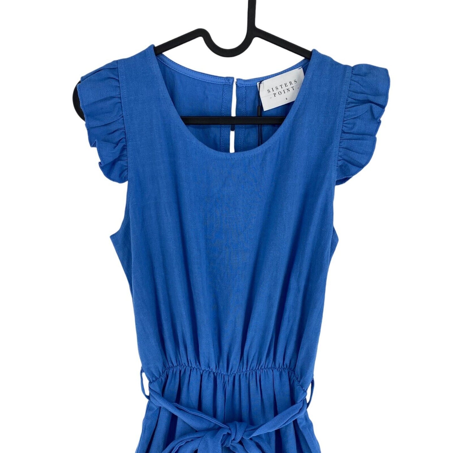 Sisters Point Women Blue GULIC-JU Crew Neck Sleeveless Jumpsuit Playsuit Size S