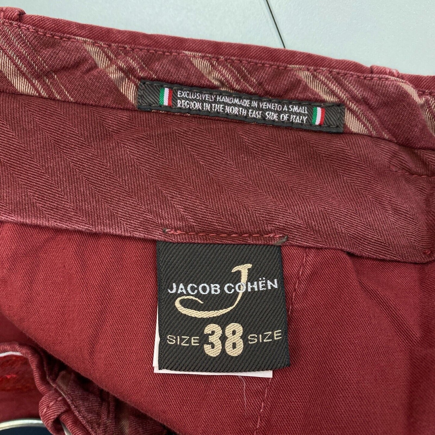 Jacob Cohen Herren 667 C Rote Slim Chinohose Hose Größe W38 L36 Made in Italy