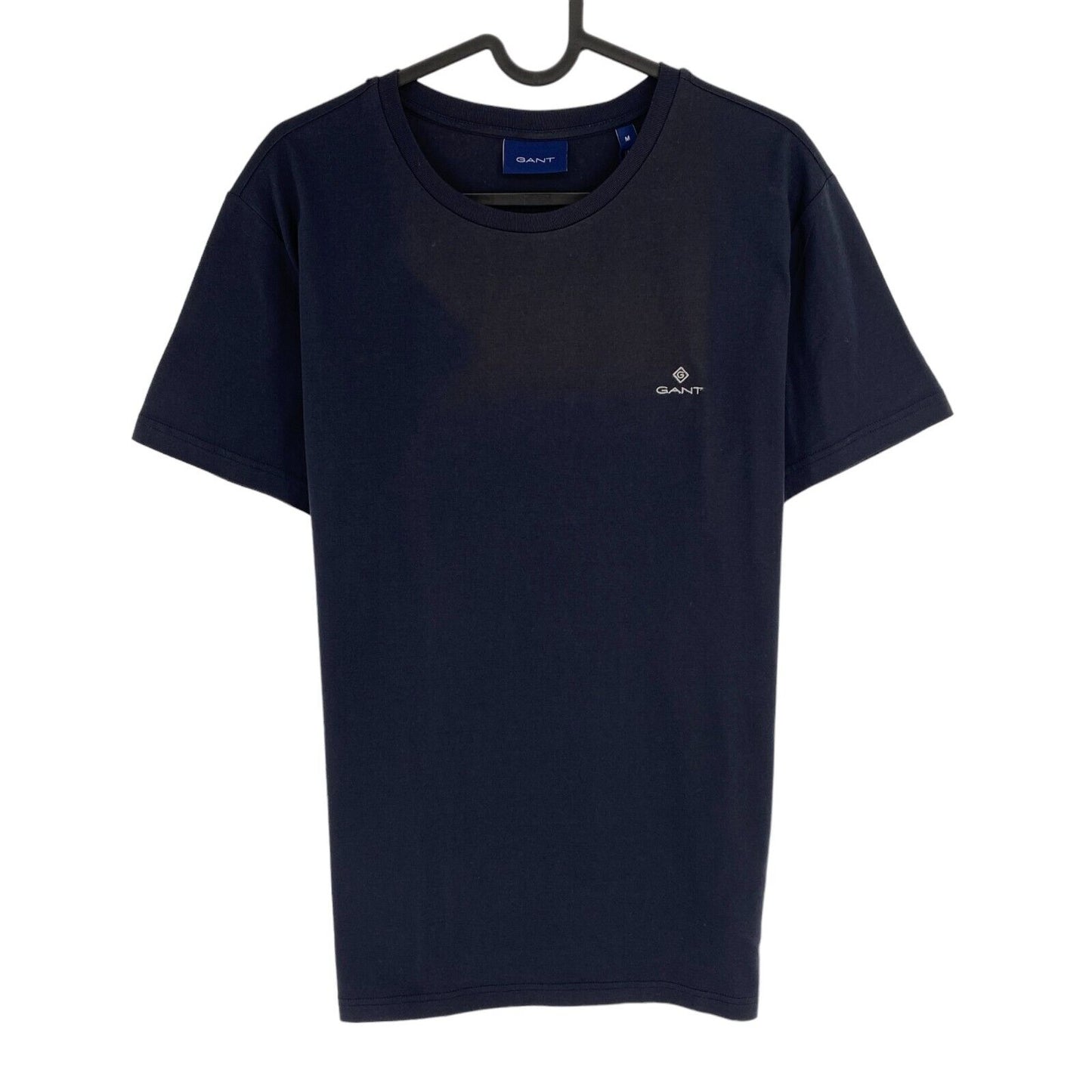 GANT Men Navy Blue Slim Mercerized Crew Neck Short Sleeve T Shirt Size M