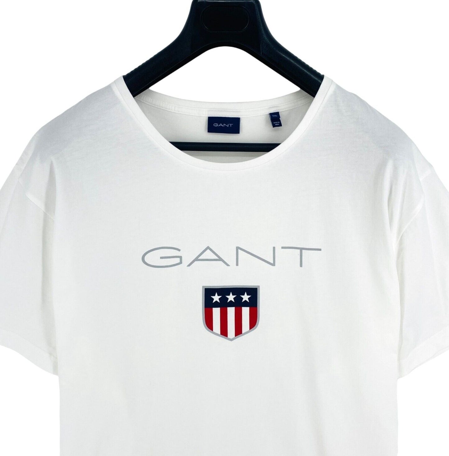 GANT Men White Shield Crew Neck Short Sleeve T Shirt Size 5XL