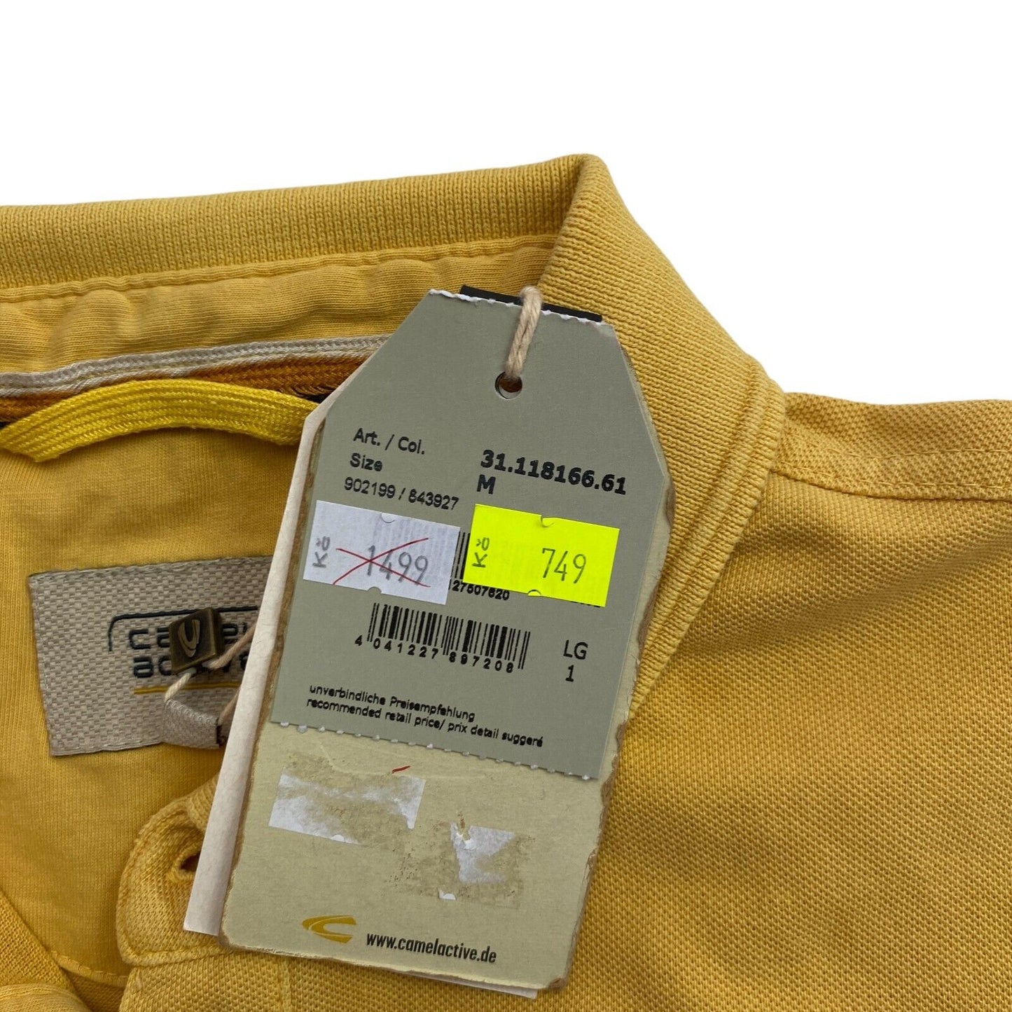 Camel Active Yellow Logo Pique Polo Shirt Size M