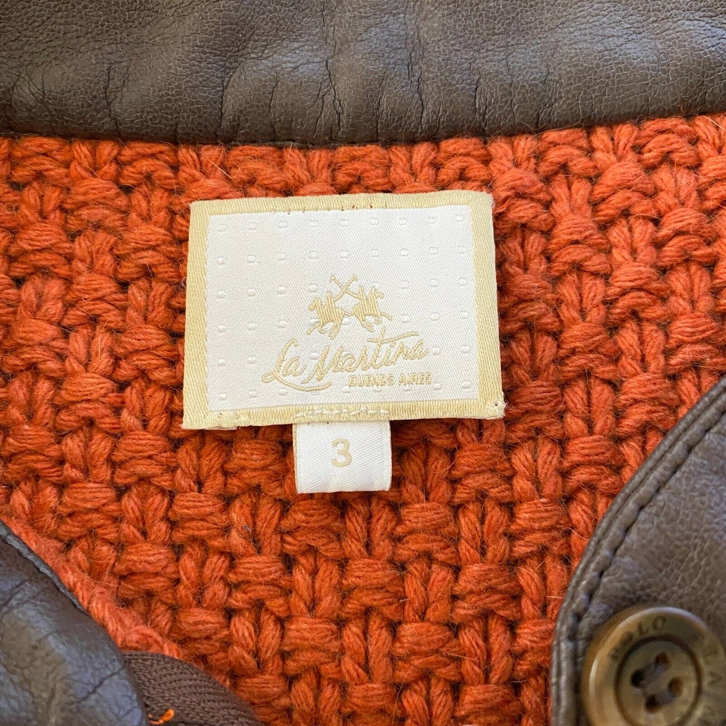 LA MARTINA Orange Tricoté Pull Zippé Pull Taille 3 / M