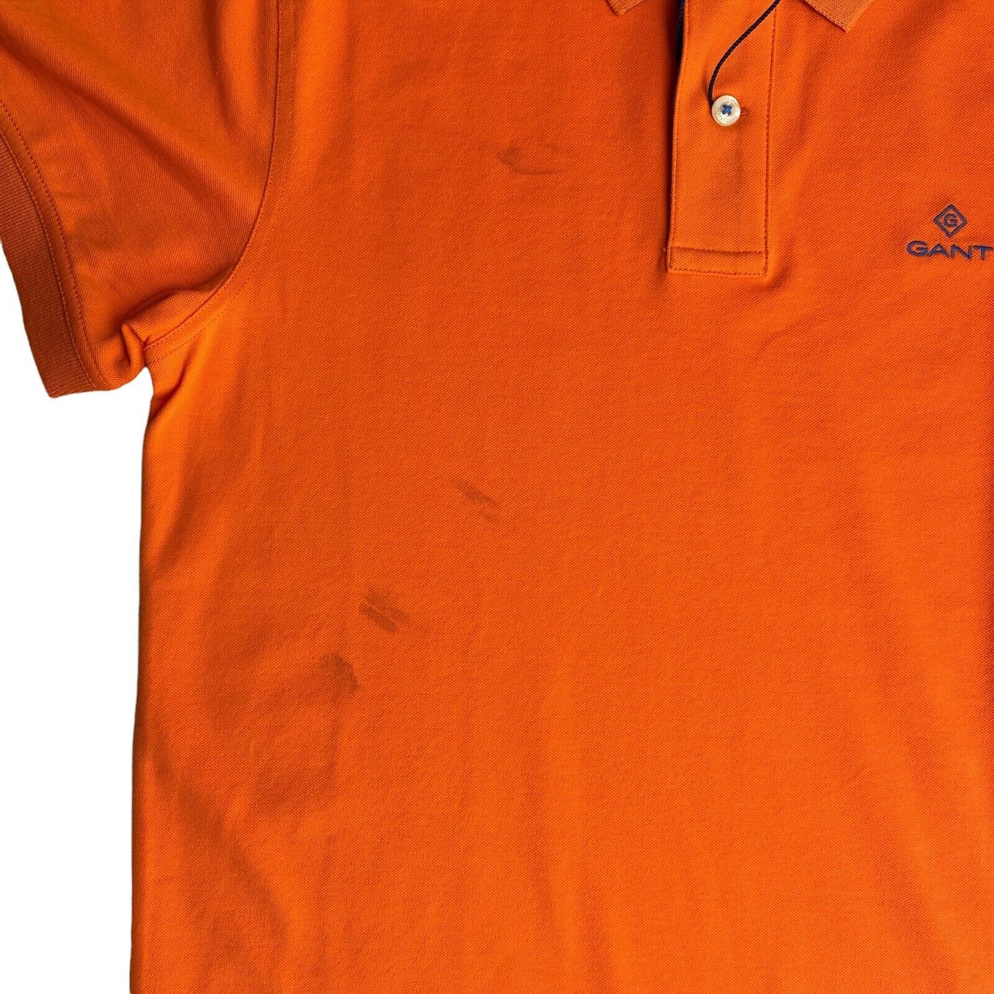 GANT Orange Contrast Collar Pique Rugger Polo Shirt Size S