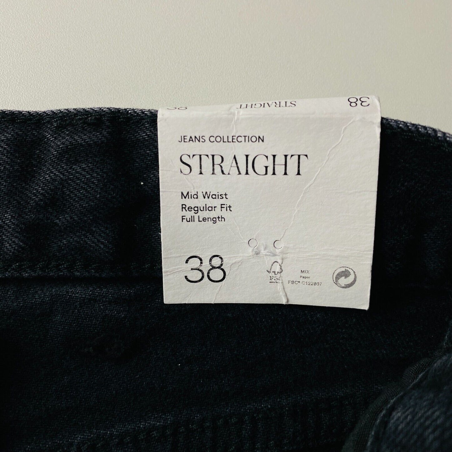 MANGO Women Black Mid Waist Regular Straight Fit Jeans EUR 38 US 6 W28