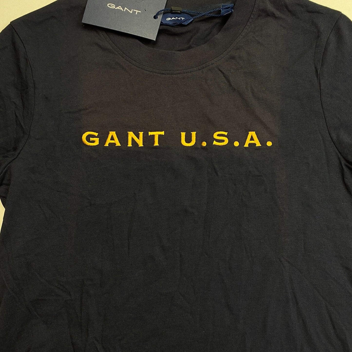 GANT Women Navy Blue Logo Crew Neck Short Sleeve T Shirt Size XS