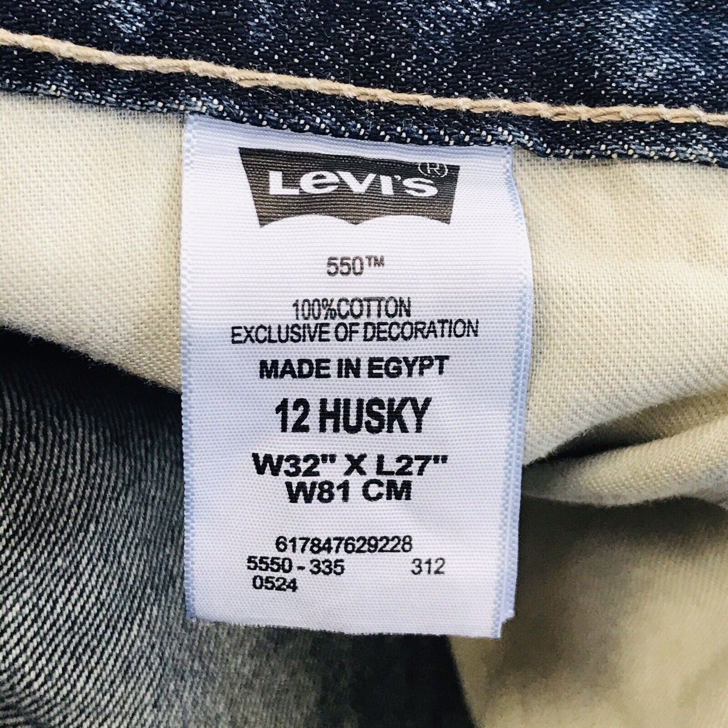 Vintage Levi's 550 Jungen Dunkelblau Entspannte Straight Fit Jeans 12 H / W32 L27