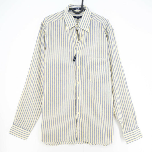 GANT Yellow Stripe Linen Blend Regular Fit Shirt Size S