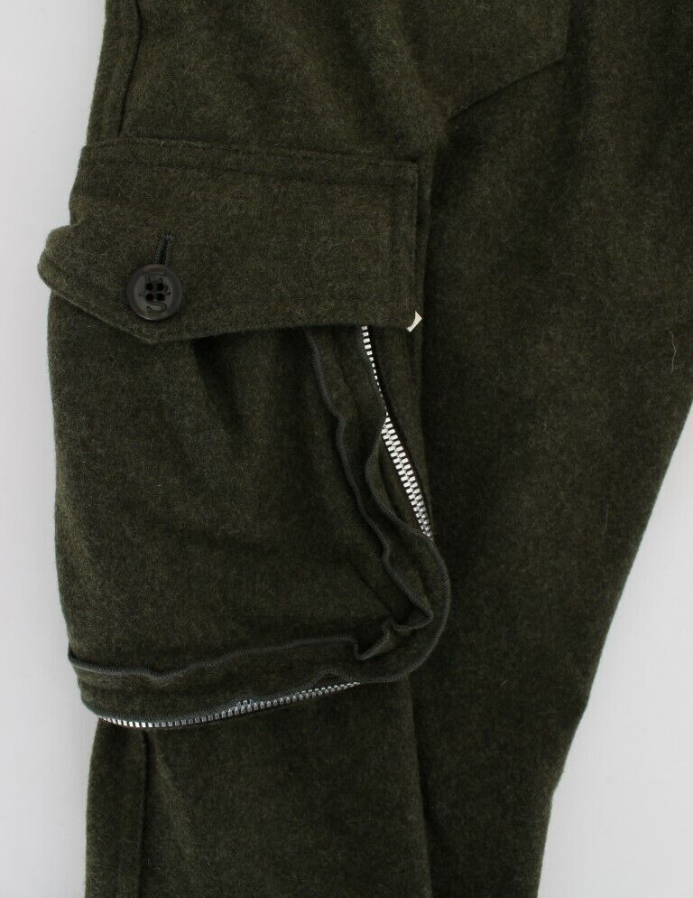 UVP $560 Ermanno Scervino Designer Khaki Grün Wollmischung Hose Hose W28