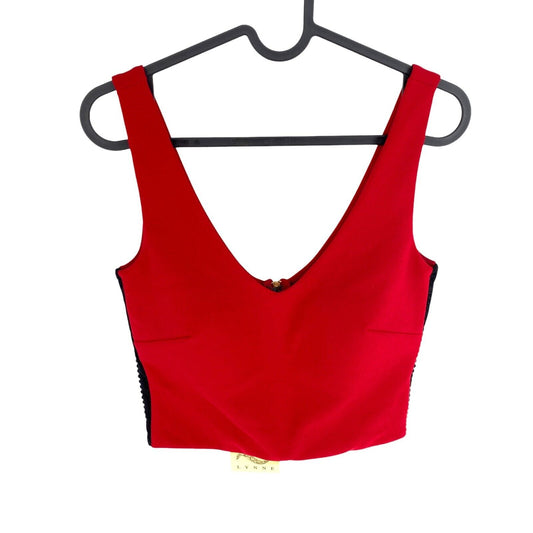 LYNNE Women Red V Neck Bustier Crop Top Blouse Size EU 38 UK 10 US 8