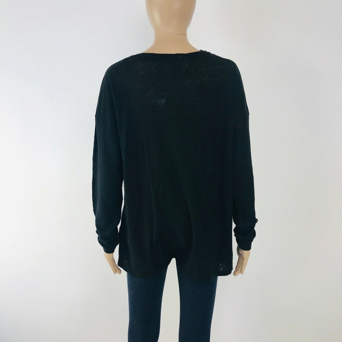 ZARA W&B Collection Women's 100% Linen Black Blouse Top Size M