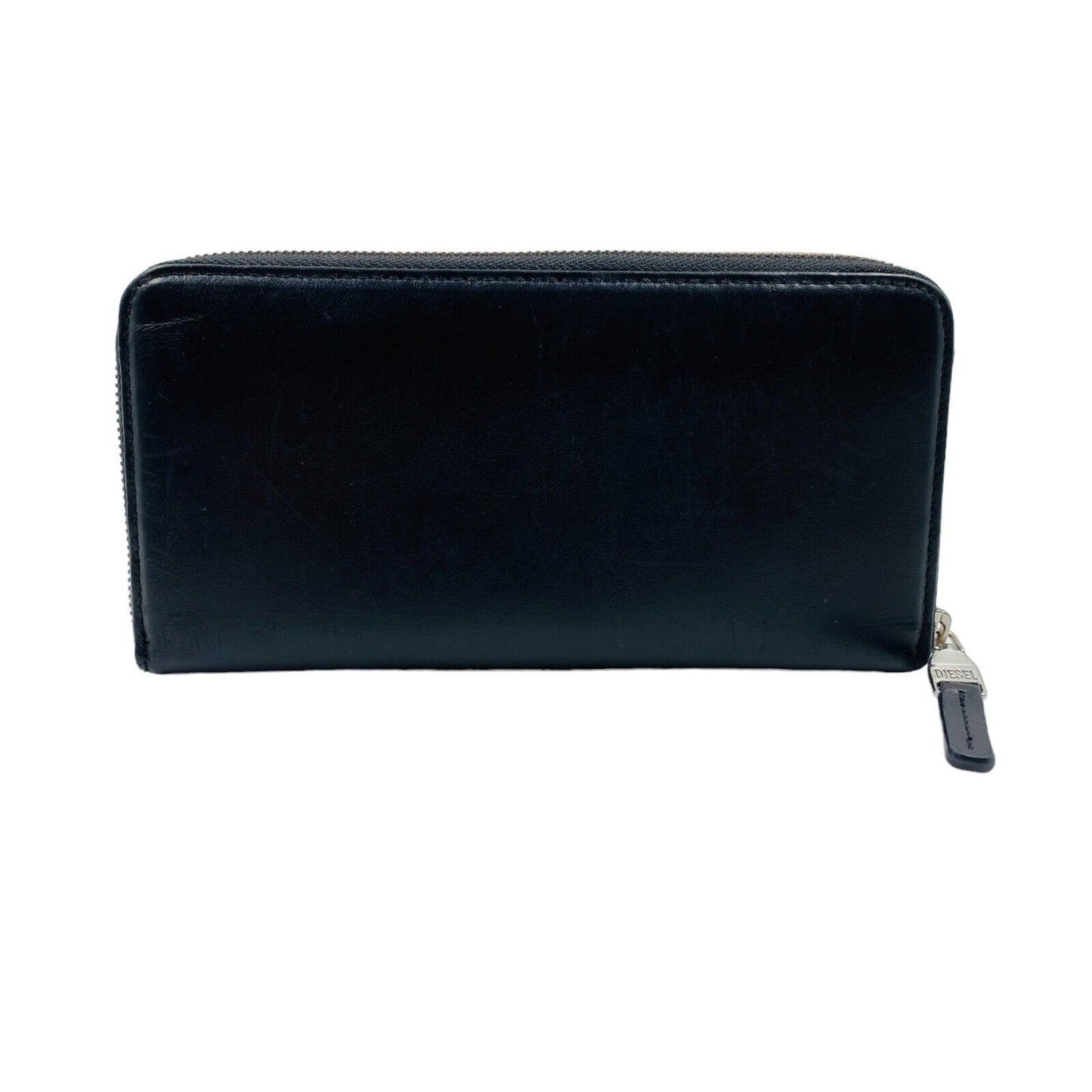 DIESEL Black Women Zip Around Logo Leather Wallet