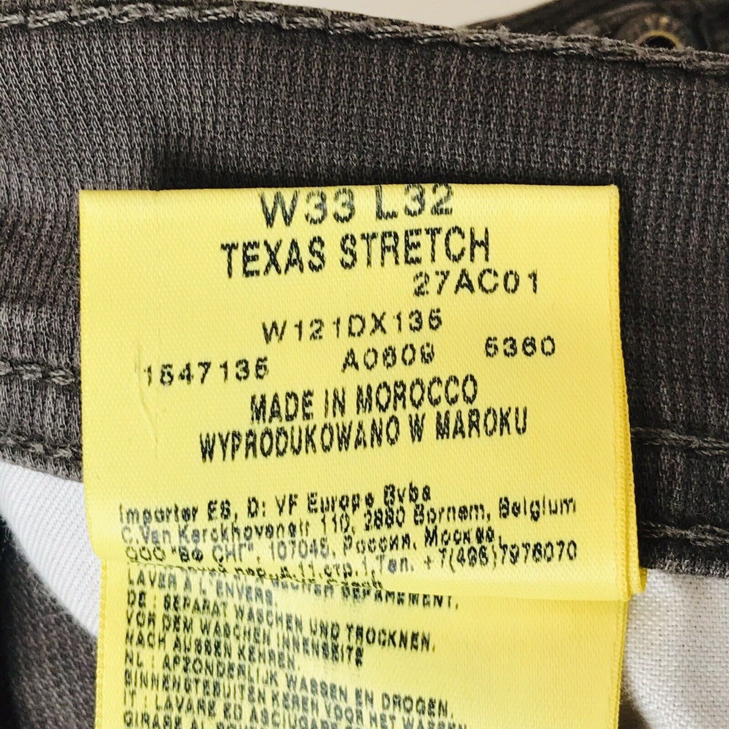 Wrangler TEXAS Dark Brown Stretch Regular Straight Fit Jeans Size W33 L32