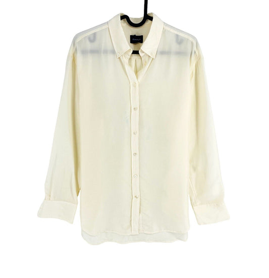 GANT Beige Relaxed Silk Shirt Size EU 34 UK 6 US 4