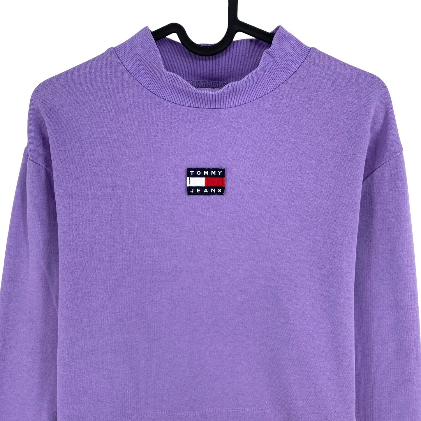 Tommy Hilfiger Jeans Purple Cropped Relaxed Badge Mock Neck Sweater Size S