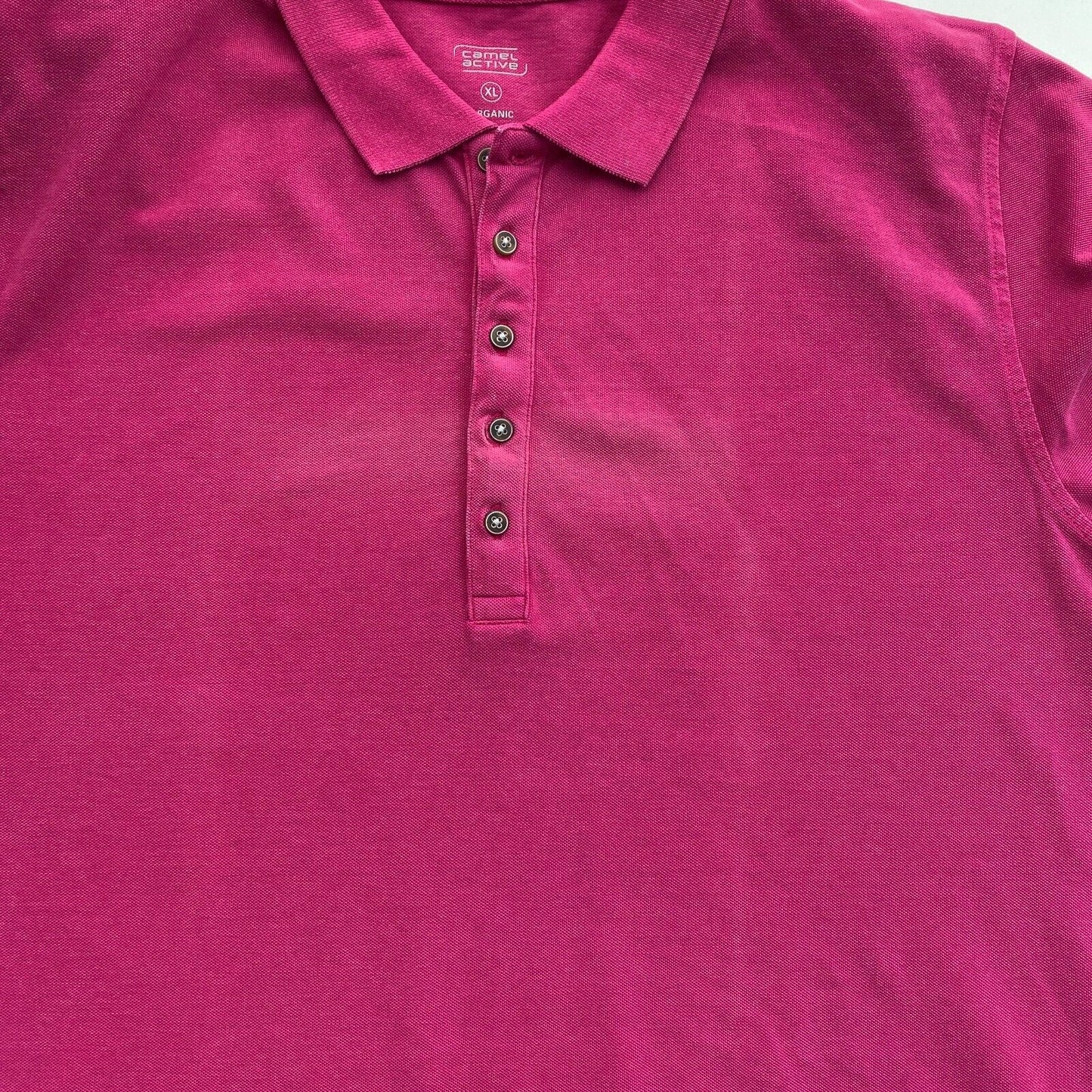 Camel Active Women Dark Pink Solid Short Sleeves Pique Polo Shirt Size XL