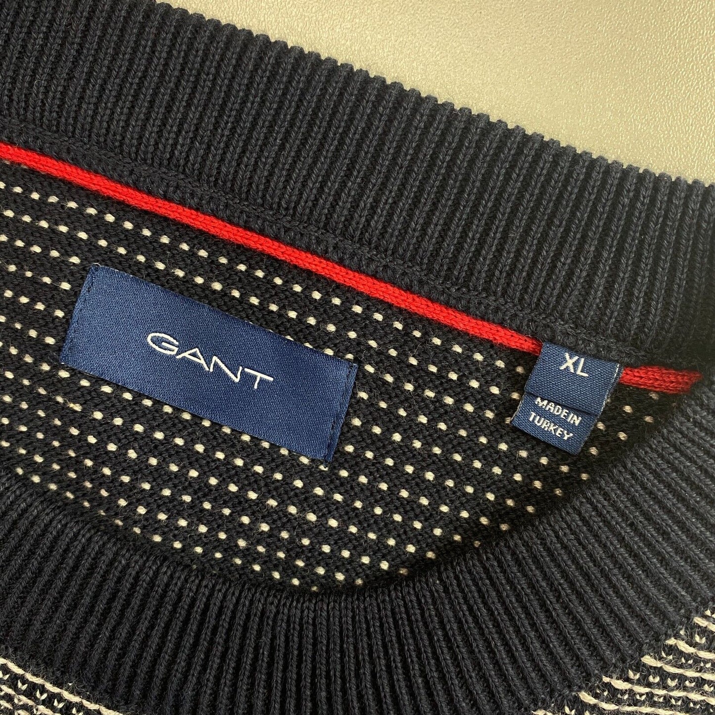 GANT Navy Blue Light Texture Crew Neck Sweater Pullover Size XL