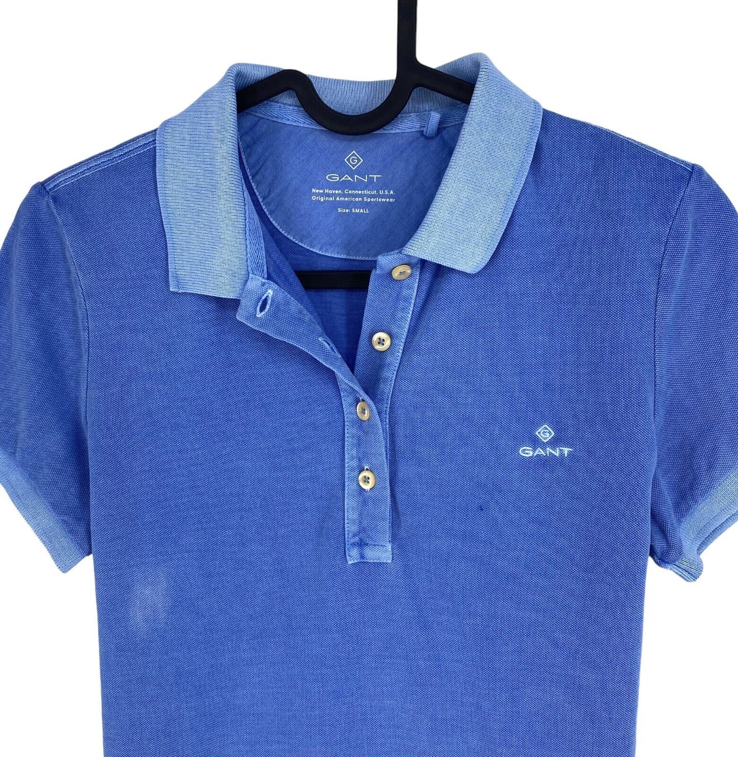 GANT Women Blue Sun Faded Pique Polo Shirt Size S