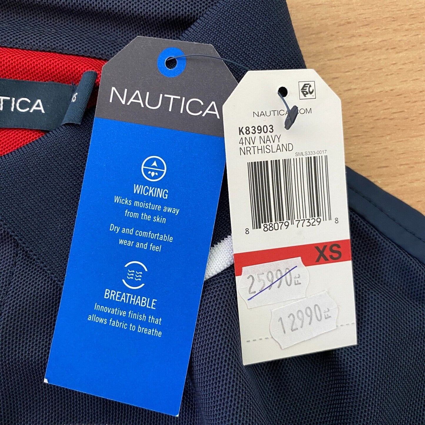 NAUTICA Navy Blue Striped Polo T Shirt Size XS