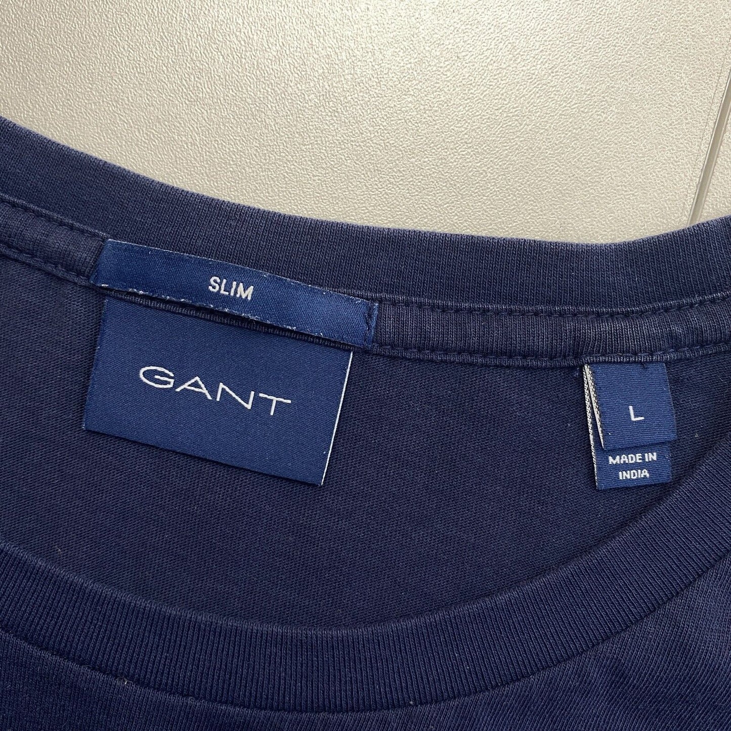 GANT Marineblaues Original Slim Fit T-Shirt mit Rundhalsausschnitt, Größe L