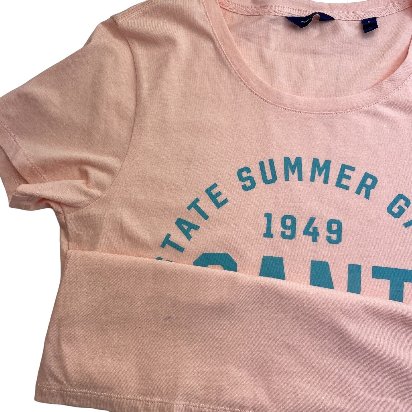 GANT T-shirt à col rond graphique d'été rose taille S