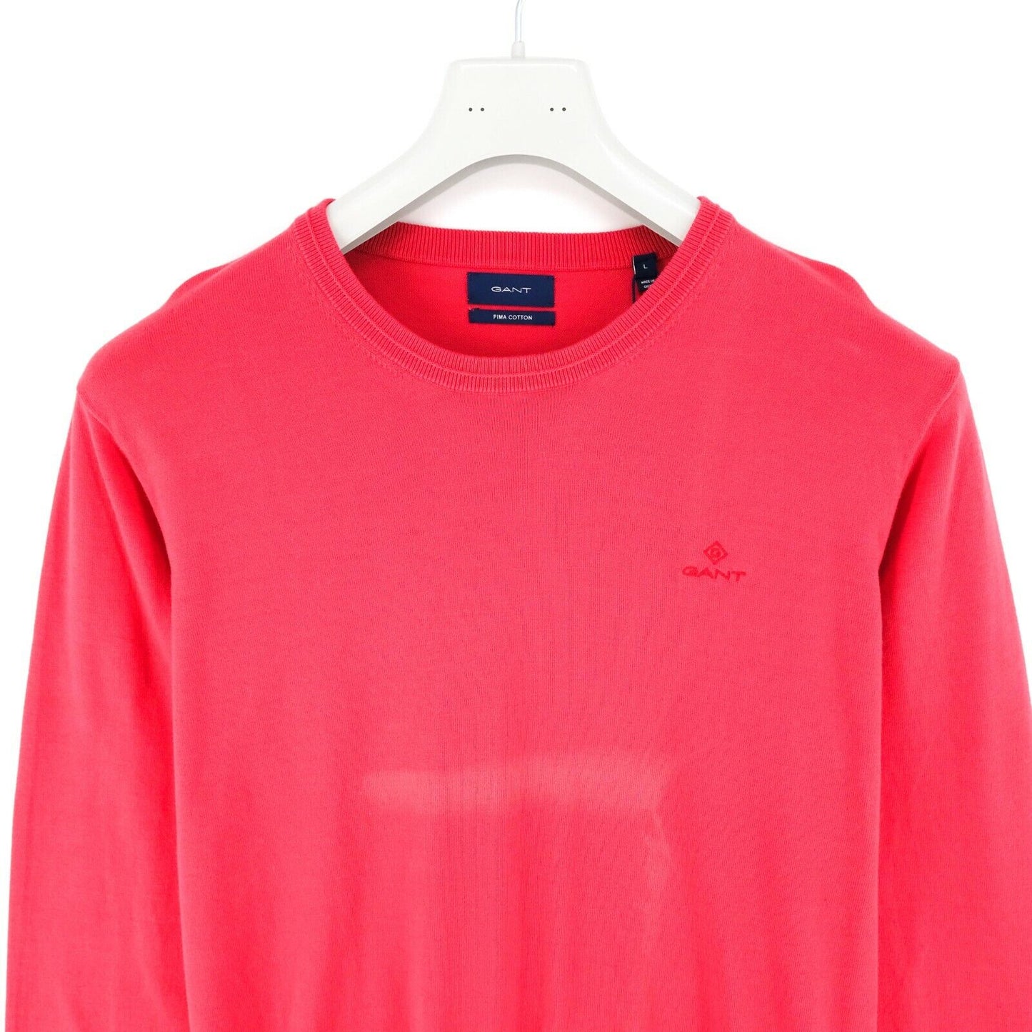 GANT Red Crew Neck Pima Lux Contrast Sweater Jumper Size L