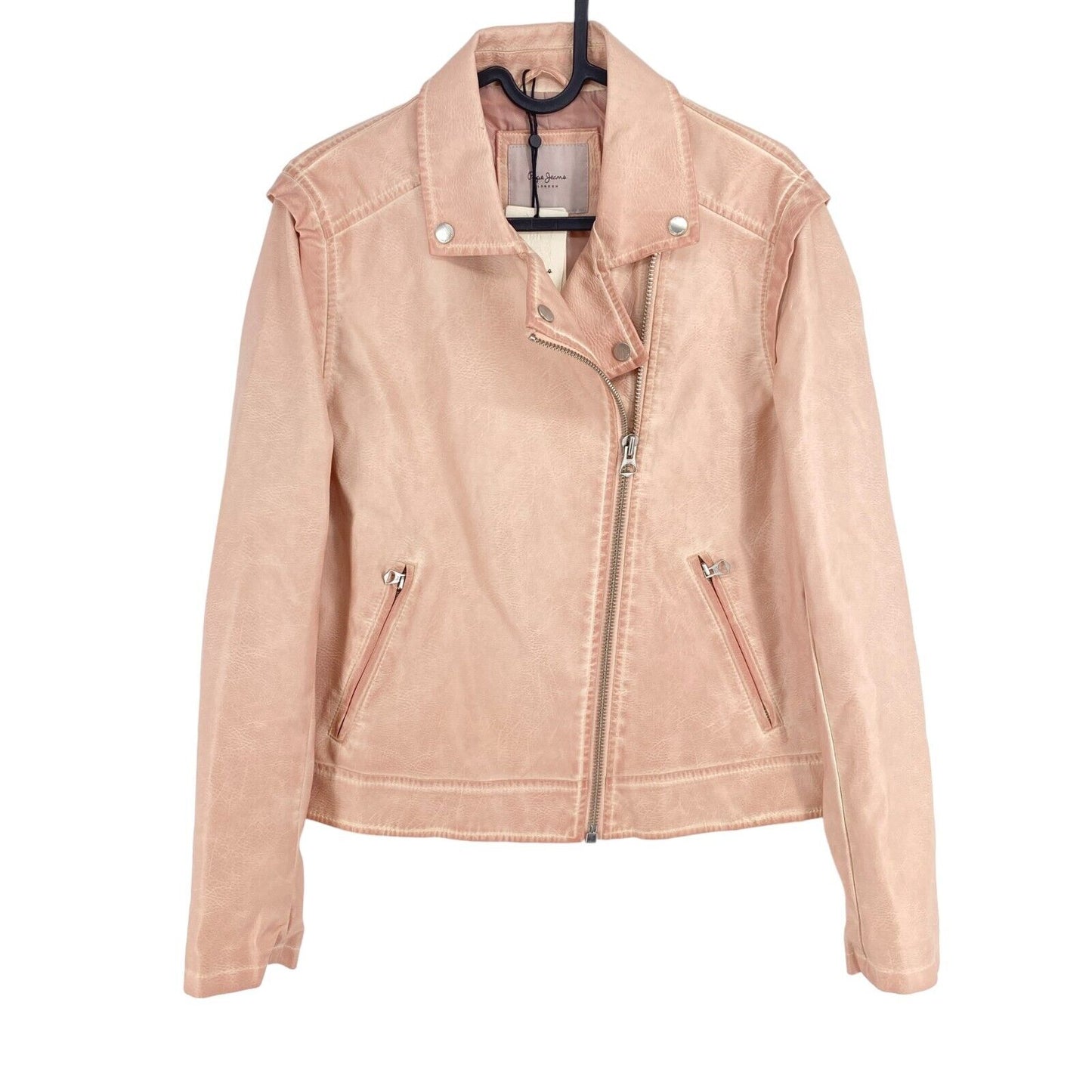 PEPE JEANS Light Pink Biker Jacket Coat Size M