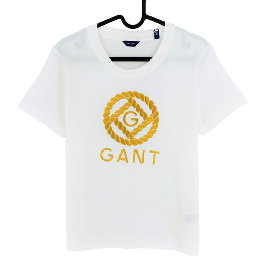 GANT T-Shirt mit Rundhalsausschnitt und Seil-Symbol, Weiß, Größe M