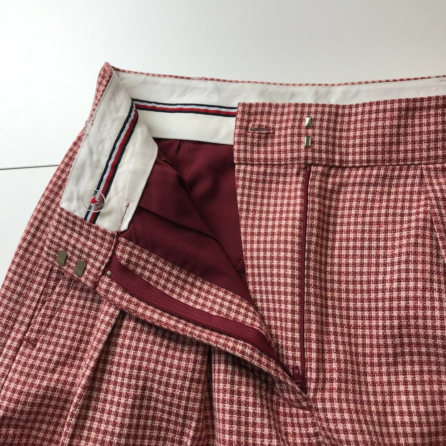 Tommy Hilfiger Women Red Wide Leg Fit Check Trousers Size 6 W27