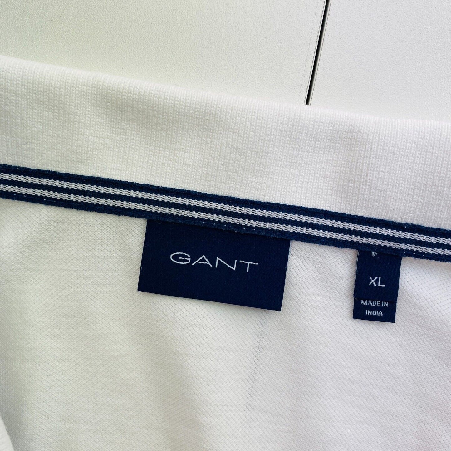 GANT Men White Solid Pique Rugger SS Polo Shirt Size XL