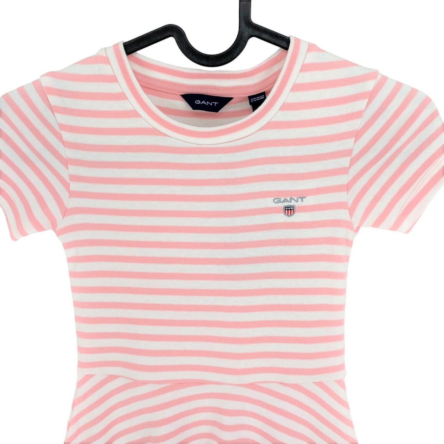 GANT Girls Pink Striped Jersey Flared Dress Size 5-6 Years 110/116 cm