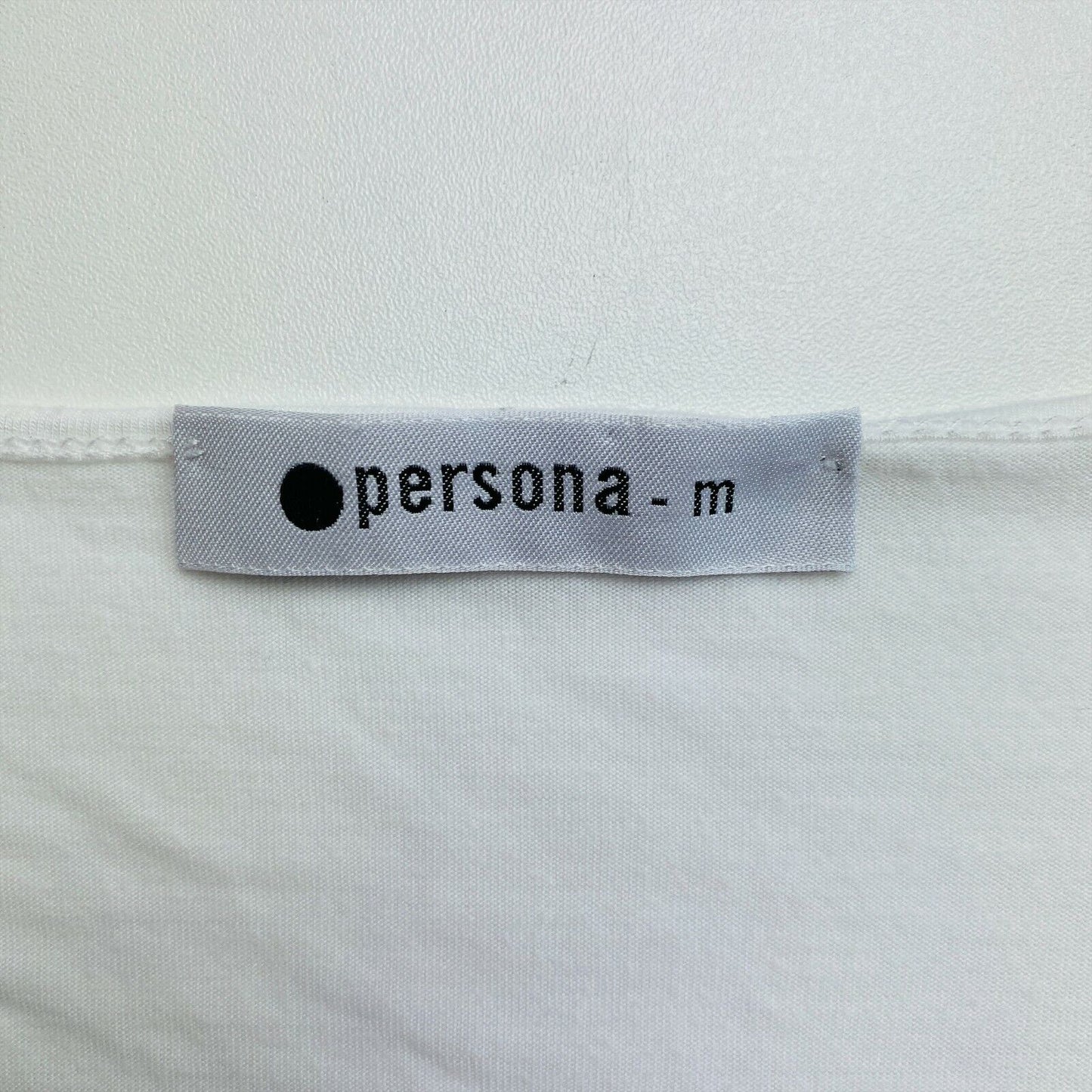 PERSONA White Round Neck Long Sleeves T Shirt Size M