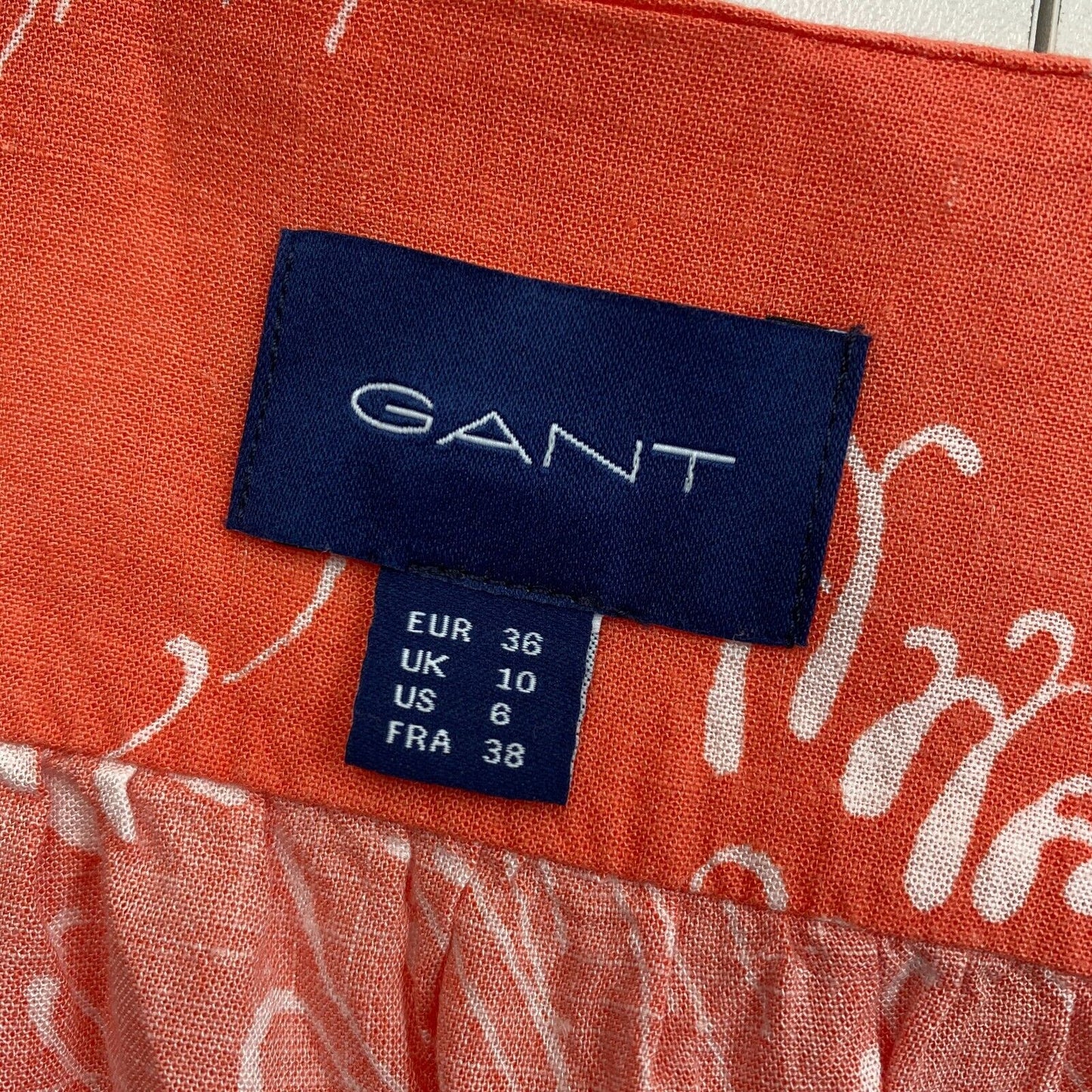 GANT Orange V Neck Imprimé Beach A Line Robe Taille EU 36 UK 10 US 6