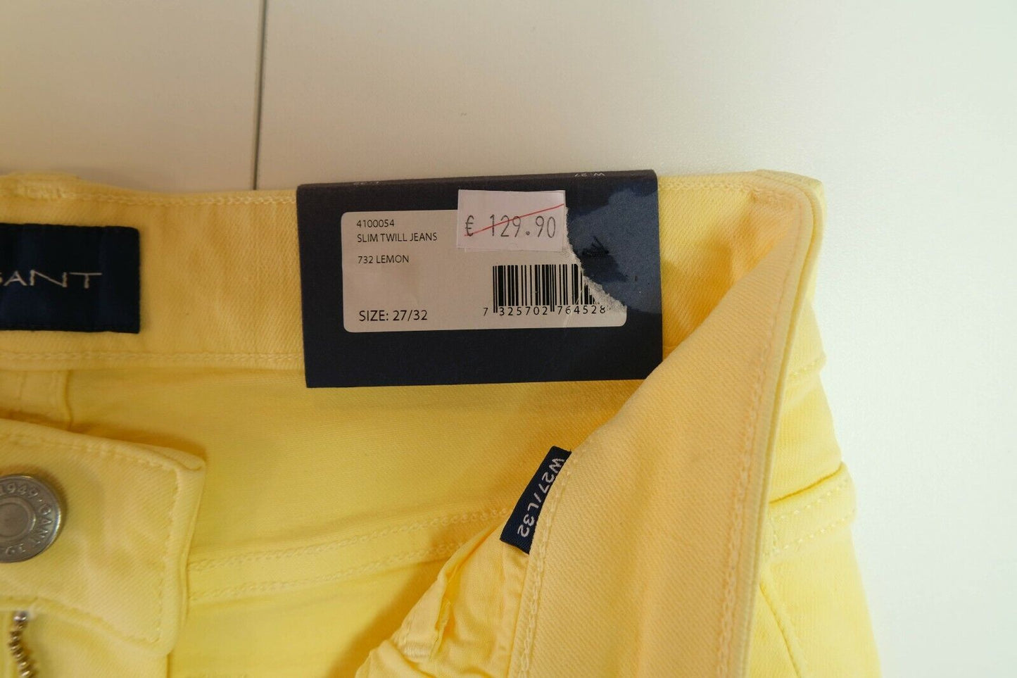 GANT Yellow Twill Slim Fit Jeans Size W27 L32