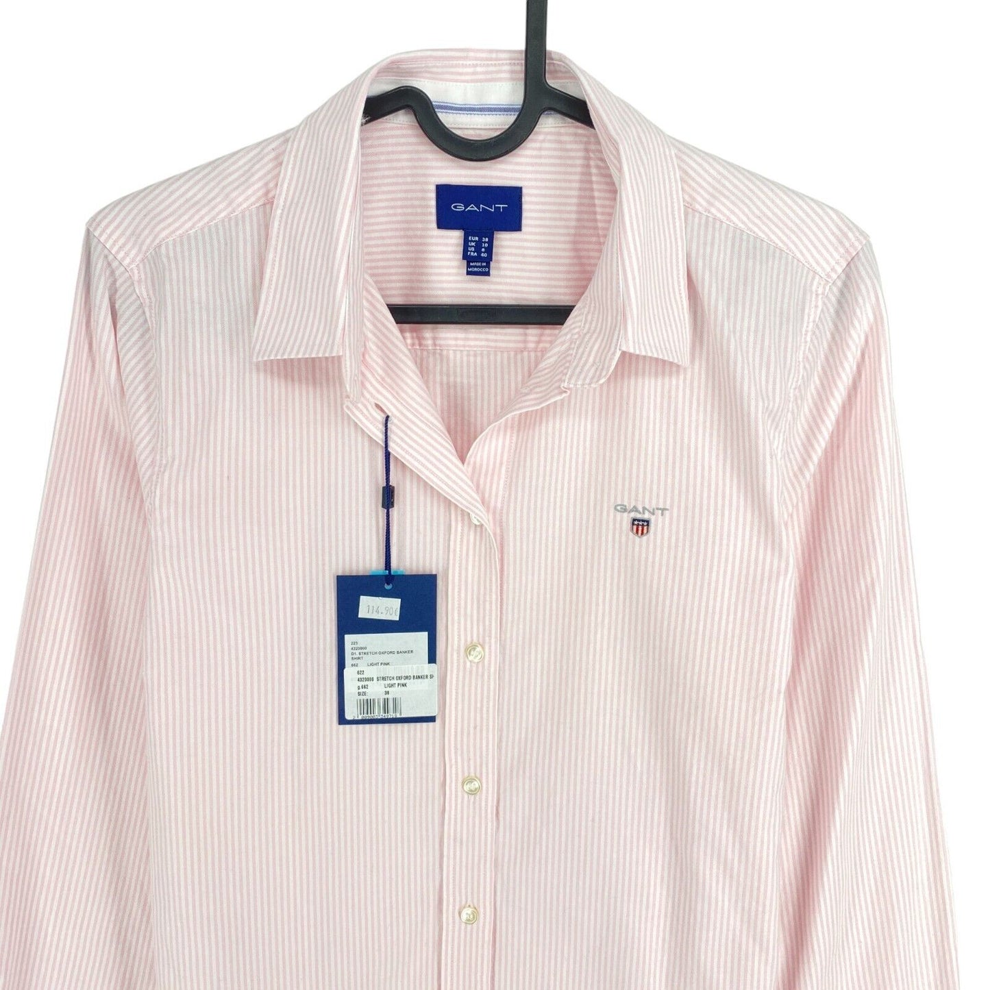 GANT Pink Stretch Oxford Banker Stripe Shirt Size EU 38 UK 10 US 8