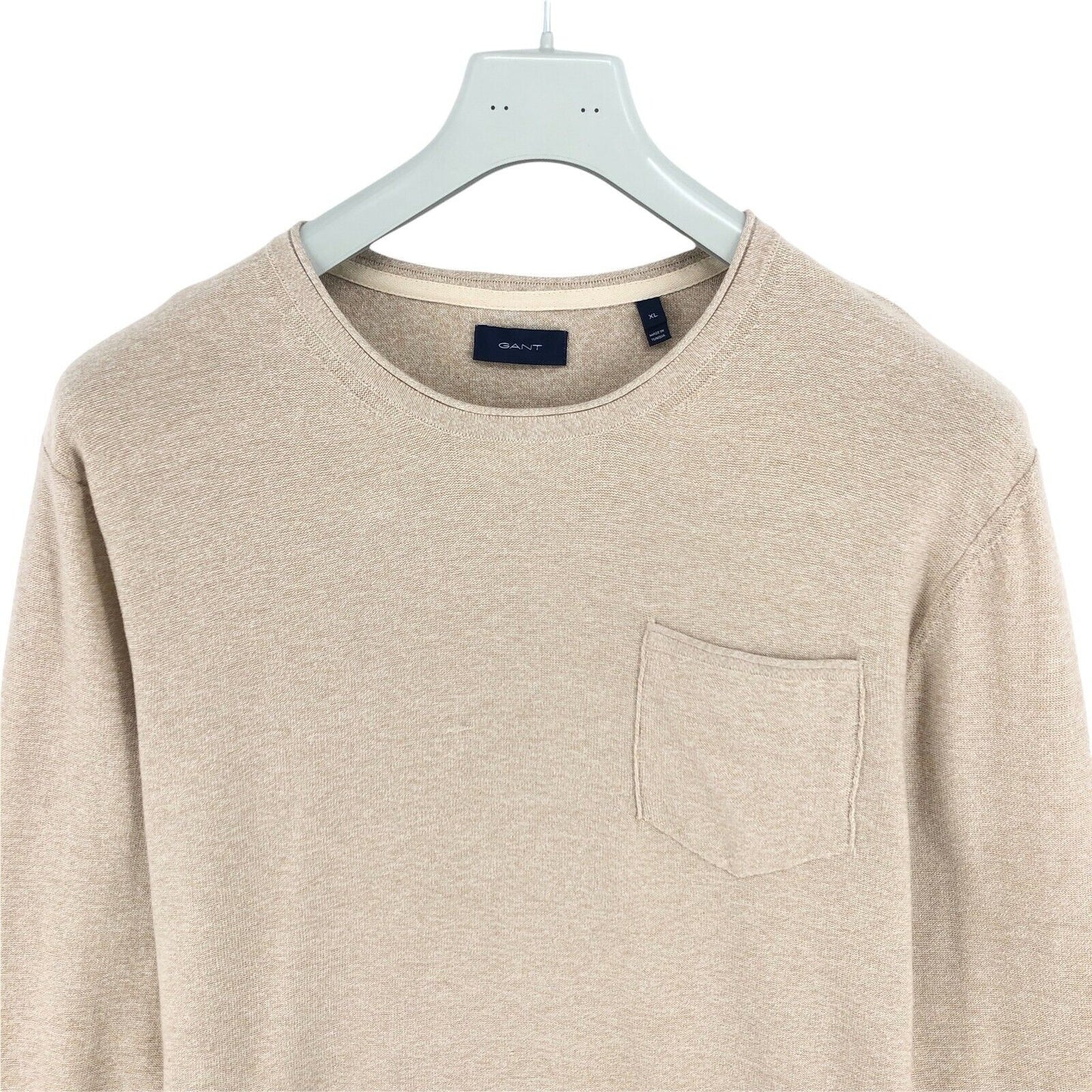 GANT Pullover, Rundhalsausschnitt, 100 % Baumwolle, Hellbraun, Größe XL