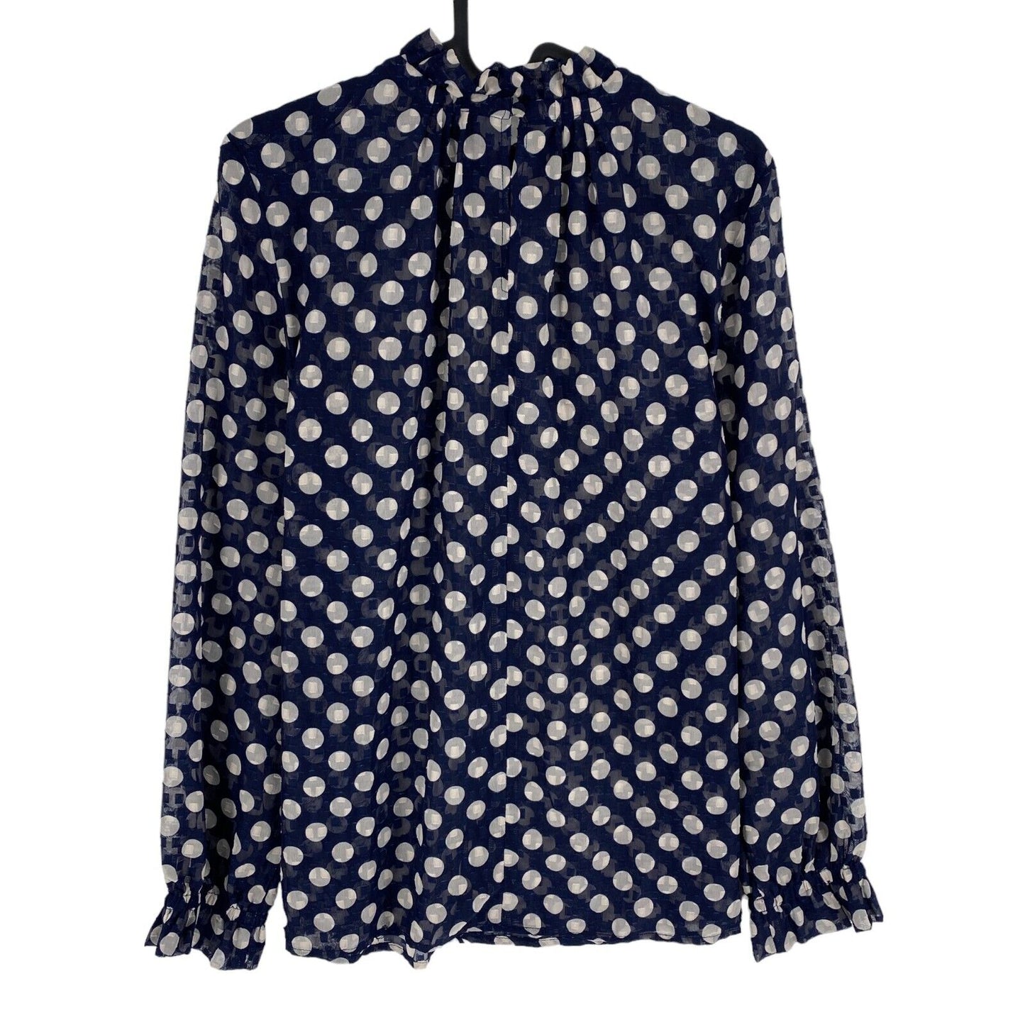 OVS Women Navy Blue Big Dot Print Long Sleeves Blouse Size EU 38 UK 10 US 8