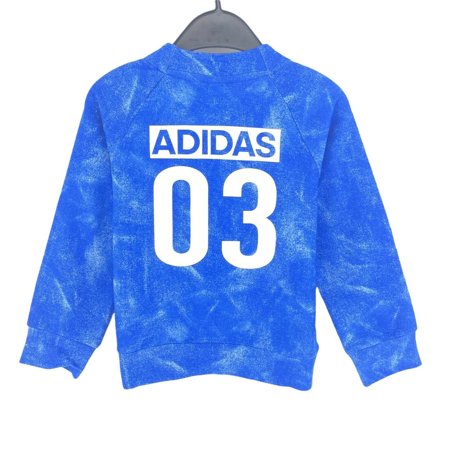 Adidas Boys Blue Original Logo Full Zip Sweater Pullover Size 5 - 6 Years